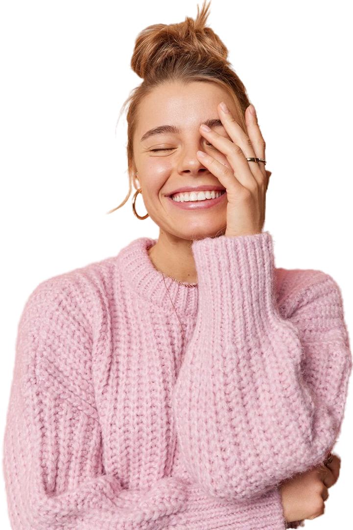 Lachende Person mit gesunden Zähnen bei Orthoplace