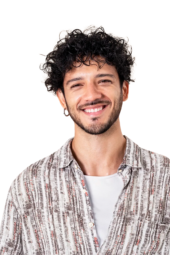 Lachende Person mit gesunden Zähnen bei Orthoplace